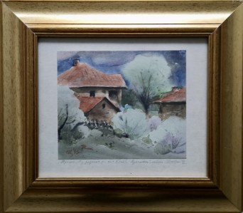 81.Сава Цоновски, пейзаж с къщи, акварел, 30х25_2